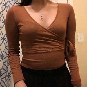 Deep V neck brown top